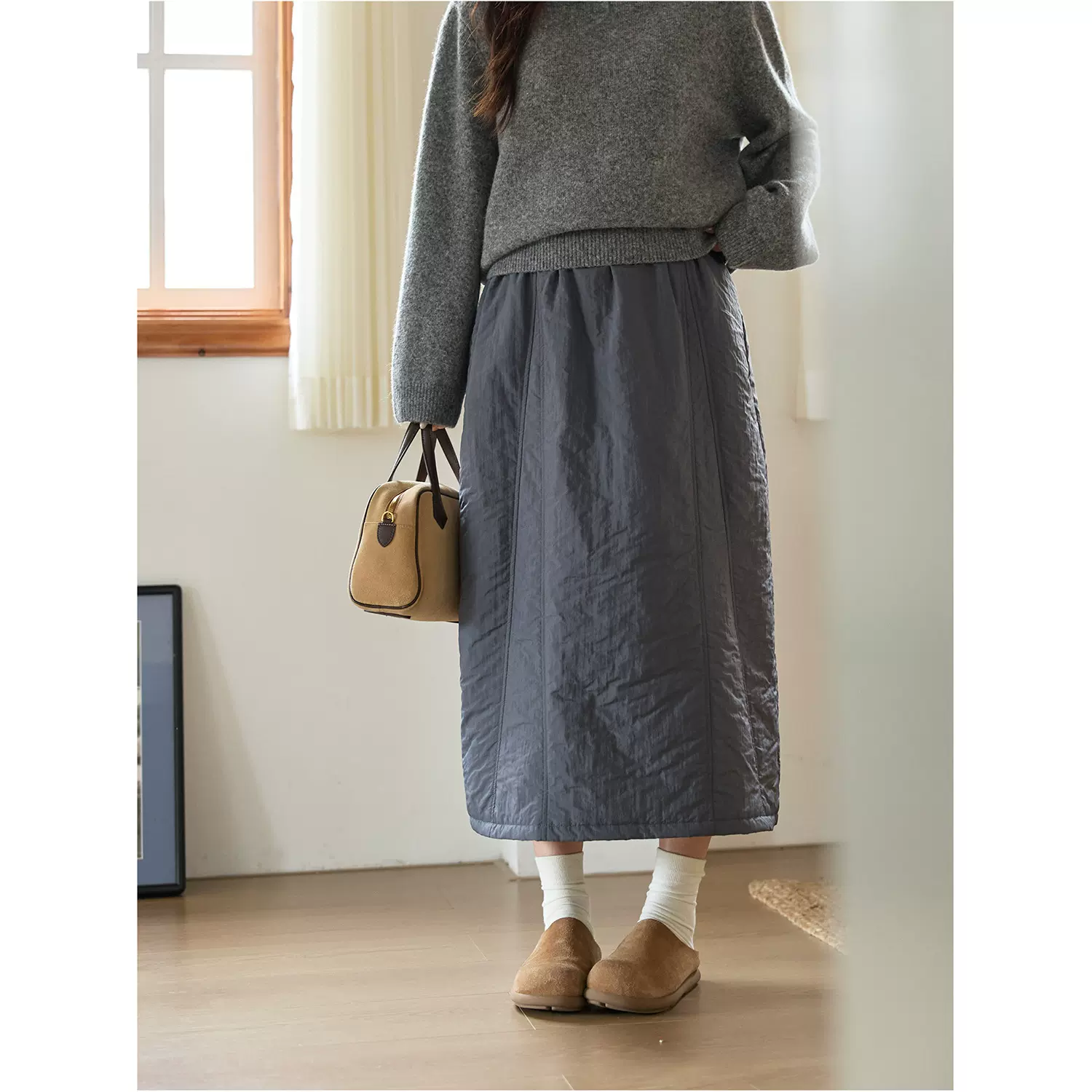 大码女装秋冬垂感高腰显瘦气质复古夹棉半裙高级感优雅简约半身裙