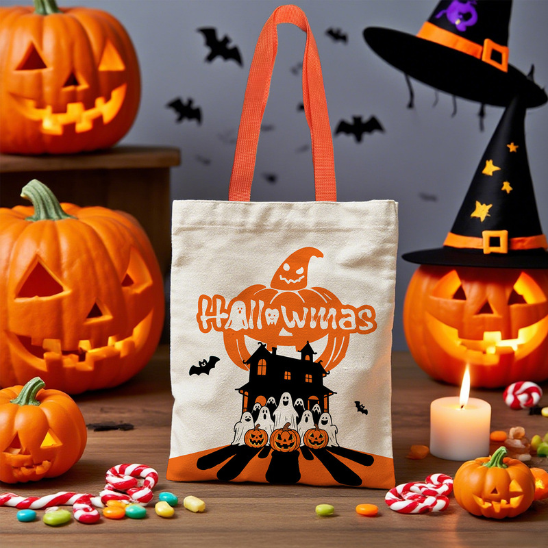 クロスボーダーハロウィンキャンバスバッグ魔女ゴーストフェスティバルパーティー幼稚園キャンディーギフトバッグギフトショッピングモール包装袋|undefined