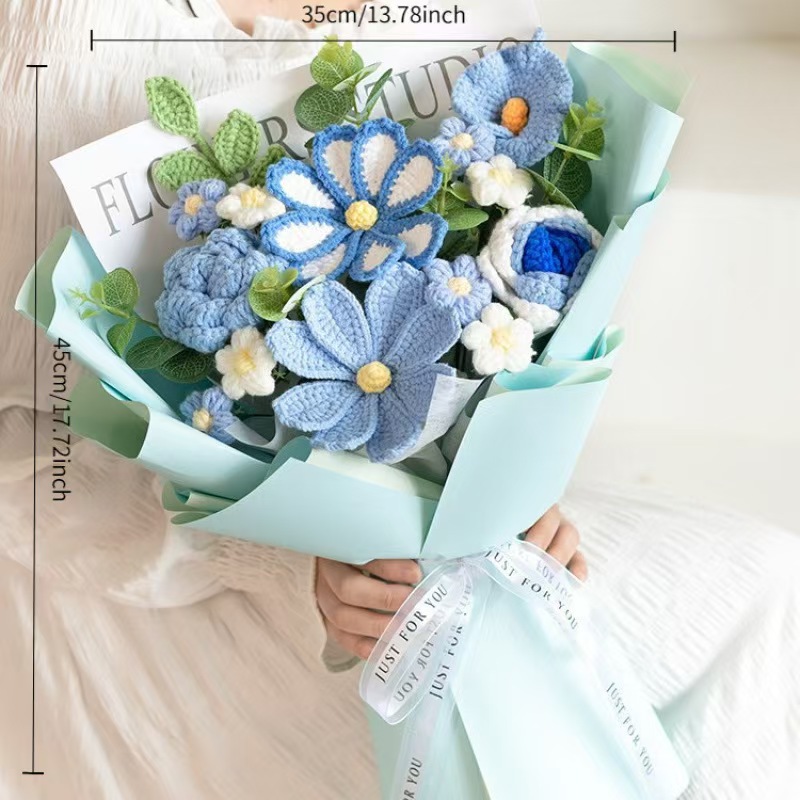 Amazon al por mayor buquete de lana hecha a mano trenzado imortalidad flor GeSan regalos de mano decoración simulación de San Valentín