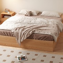 实木床现代简约双人床主卧榻榻米1米8高箱储物气压床1.5m单人床架