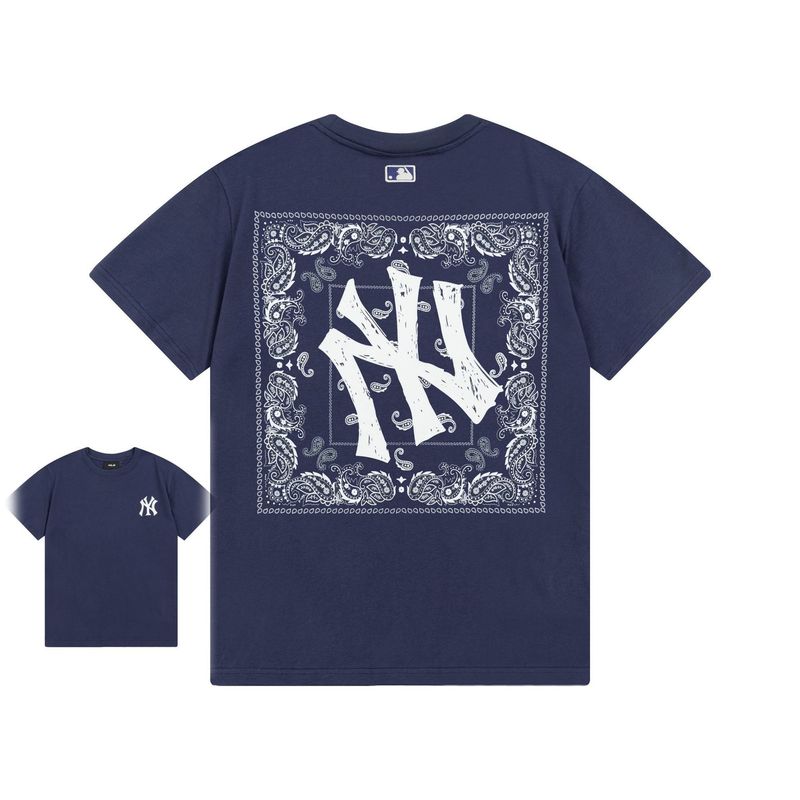 クロスボーダー MLB&NY ベーシックプリント高品質レディース T メンズ半袖コレクション共同ブランドの純綿通気性ボトリングシャツ|undefined