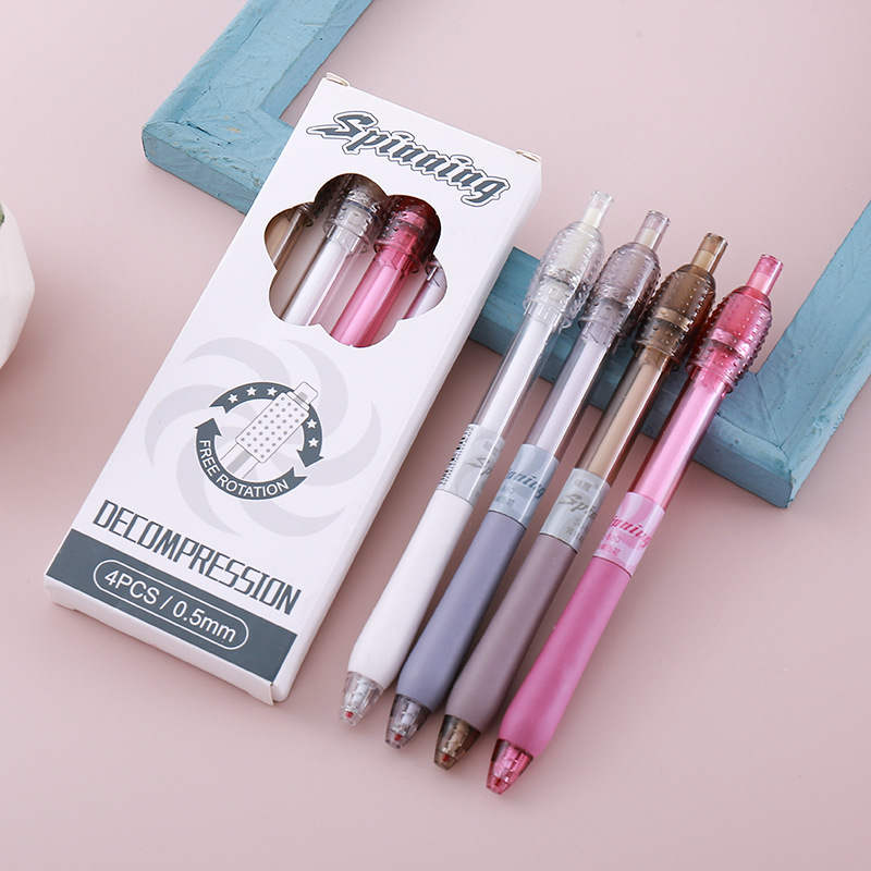 Bolígrafo de presión giratoria de descompresión Bolígrafo de geles en caja Bolígrafo de firma de descompresión para oficina Bolígrafo de agua para estudiantes Lápiz de prueba de cepillo ST de secado rápido