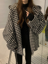 胖妹妹千鸟格外套女春秋季2025年新款宽松大码300斤棒球服上衣