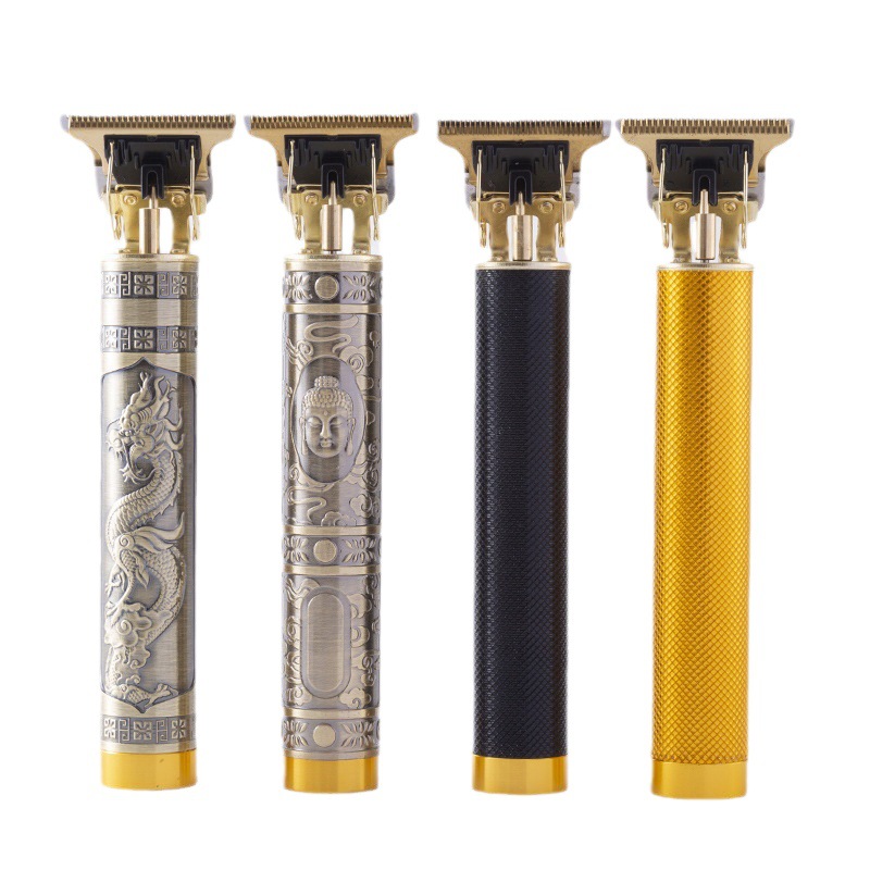 Dragón transfronterizo y Phoenix Buda cabeza eléctrica Clipper cabeza de afeitar eléctrica Clipper retro aceite cabeza recargable tallado eléctrico Clipper