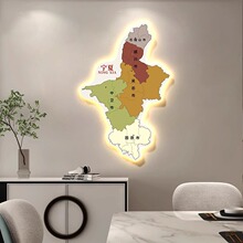 中国地图餐厅装饰画高级感沙发背景墙LED氛围灯画入户门玄关墙画