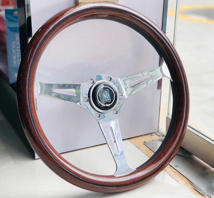Adecuado para retro caoba volante coche de carreras modificación pusang viaje Suzuki Lada Jetta madera maciza plana 14 pulgadas