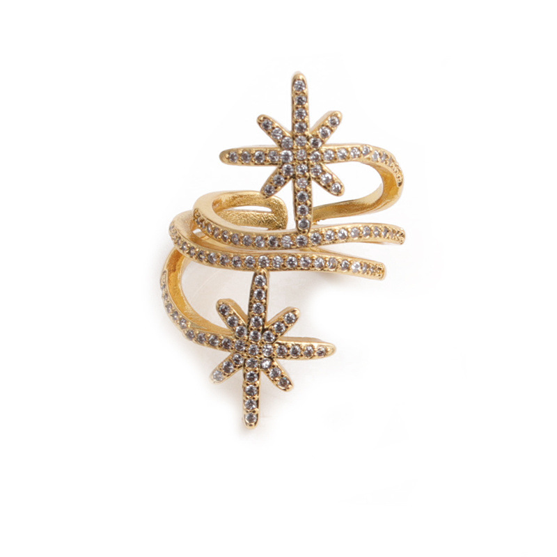 Retro Zircon Six-pointed Star Ring display picture 12