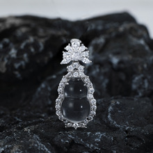 S925银新中式石英岩质玉葫芦吊坠女国潮高冰福禄吊坠冰透银镶玉