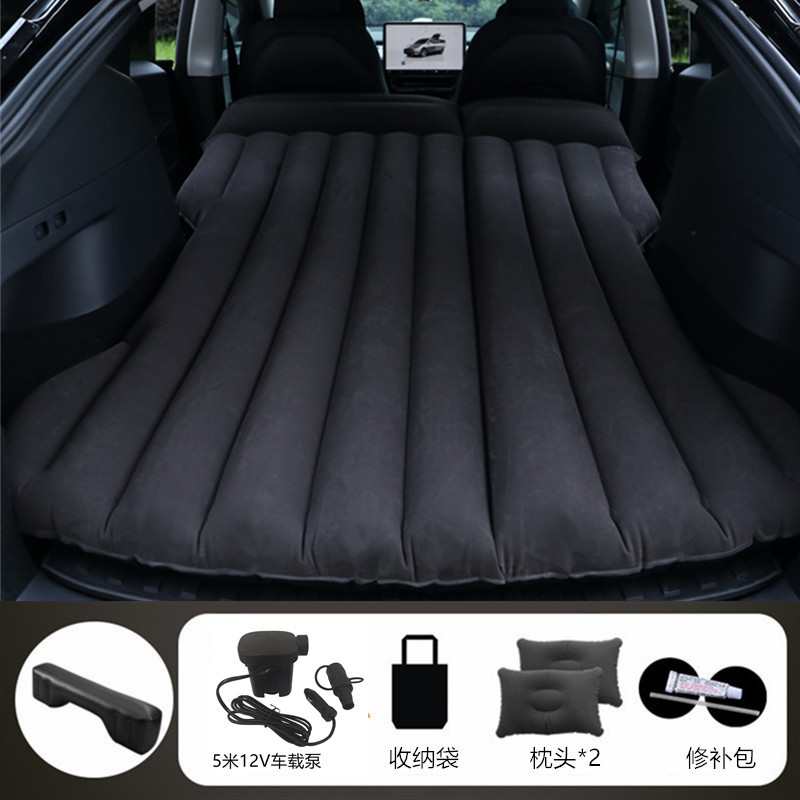 Vehicle-mounted inflatable bed, Shiyong For Tesla Model - black-tesla-model-y-with-5m-12v-car-pump-long-stool