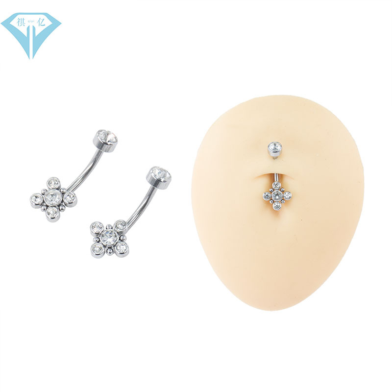欧美电商款可更换双头人体穿刺肚脐环钢珠电焊肚脐钉工厂直批