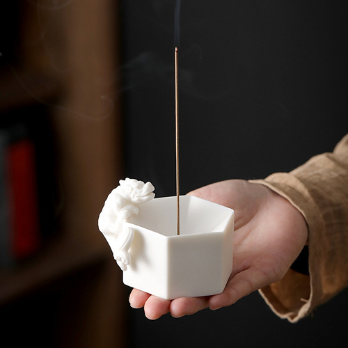 Lucky Pixiu white porcelain incense burner household sandalwood agarwood mugwort incense incense stick incense seat indoor tea table decorations