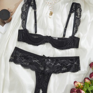 European and American Sexy Lace Mesh Open Crotch Sexy Underwear Sweet Pure Desire Girl Hollow Bra Sexy Underwear suit