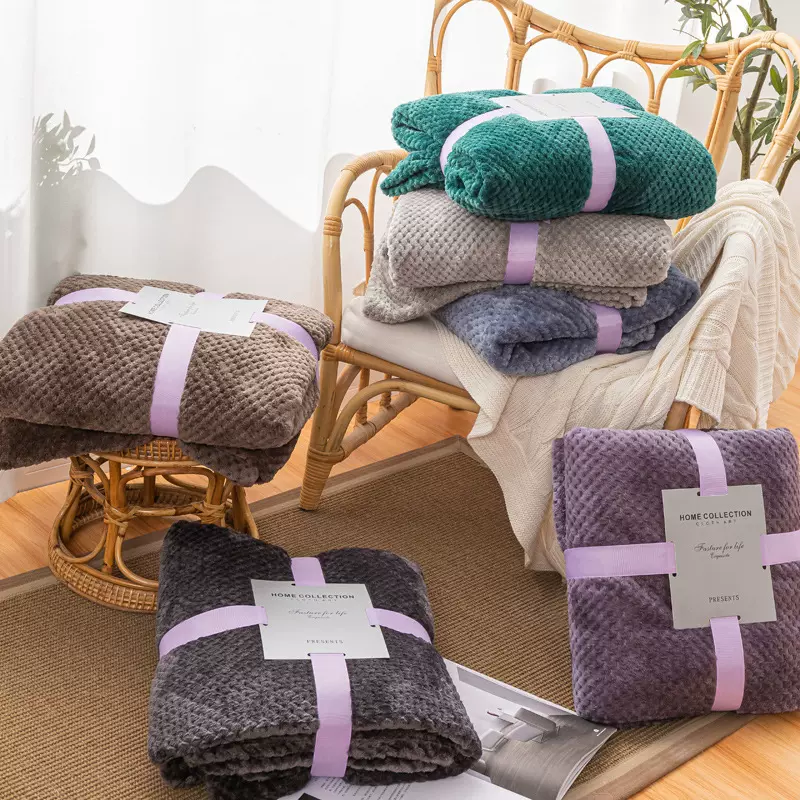 菠萝格毛毯子珊瑚绒空调毯贝贝绒纯色法兰绒午休披肩绒毯亲肤