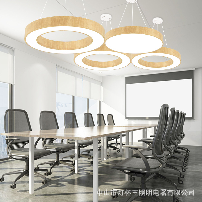 LED circular anillo de madera candelabros oficina gimnasio cafetería anillo de forma especial industrial candelabros de viento