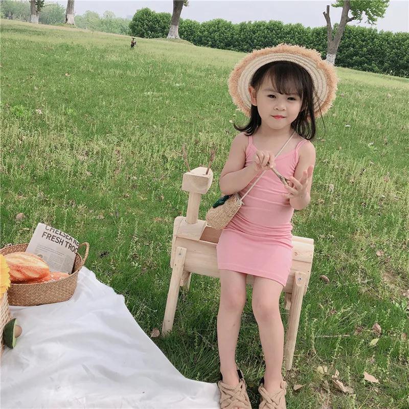 2024 Summer Girls Suspbottomer Skirt 1 Slim Mid-Length Dress 5 Baby Hip Covering Bottoming Vest Skirt Trbottomy
