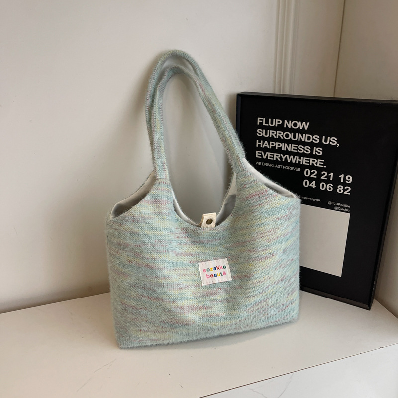 Nicho de diseño original chaleco peludo de la niña bolsas de hombro rayas arco iris bolsas de viaje de clase estudiantes