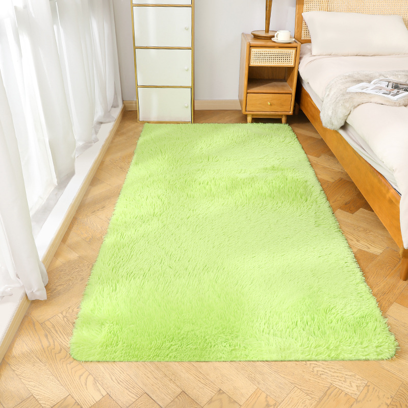 Fábrica al por mayor de lana larga alfombra tie-dyed degradado de color engrosada alfombra de cifrado sala de estar dormitorio mesita de noche alfombra manta de noche