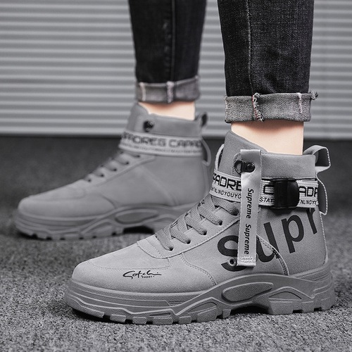 Men's Martin Boots 2024 New Spring/Autumn All-match Round Toe High-top Trendy Boots Men's Military Boots Large Size Shoes
