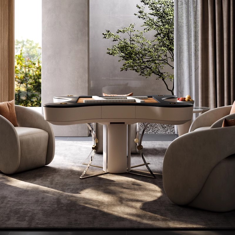 Mesa de mahjong de madera maciza de alta gama estilo italiano de lujo ligero multifunción montaña rusa automática hogar eléctrico mahjong 2024 nuevo