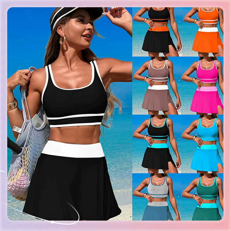 Быстросохнущий новый бикини 2025 года, пляжная спортивная юбка для женщин, купальник-двойка, оптом из Хулудао.