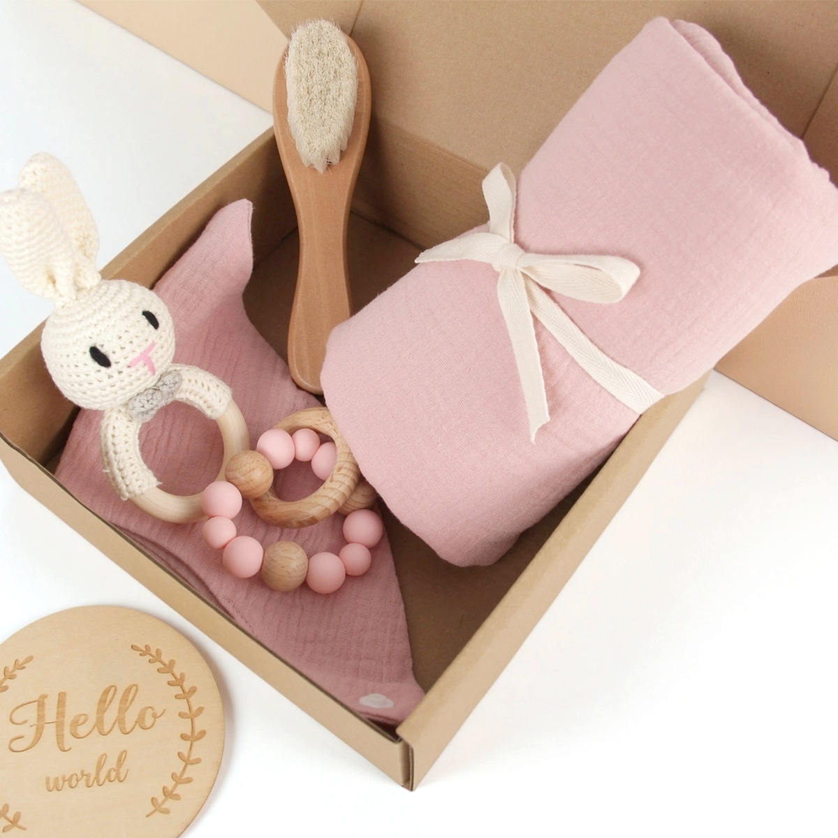 Bolsa de bebé simple caja de regalo de recién nacido围兜 set creativo bebé perlas de silicona calmante tetina cadena acompañante regalo image 5