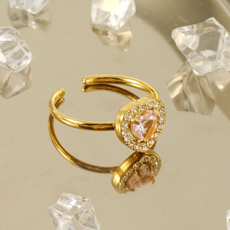 Europeo y americano estilo INS titanio acero doble capa diamante anillo hembra 18K Acero inoxidable anillo ajustable ZIRCON anillo hembra