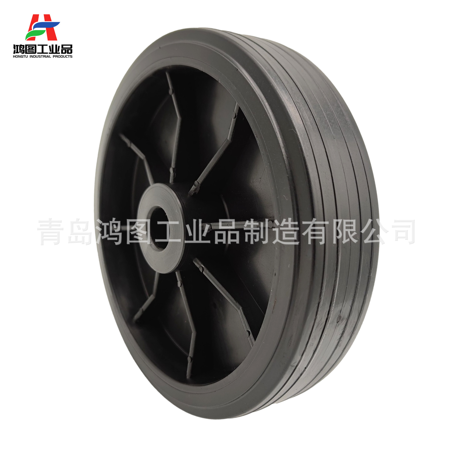 8寸8x2顺纹PVC塑料包胶轮 (5)