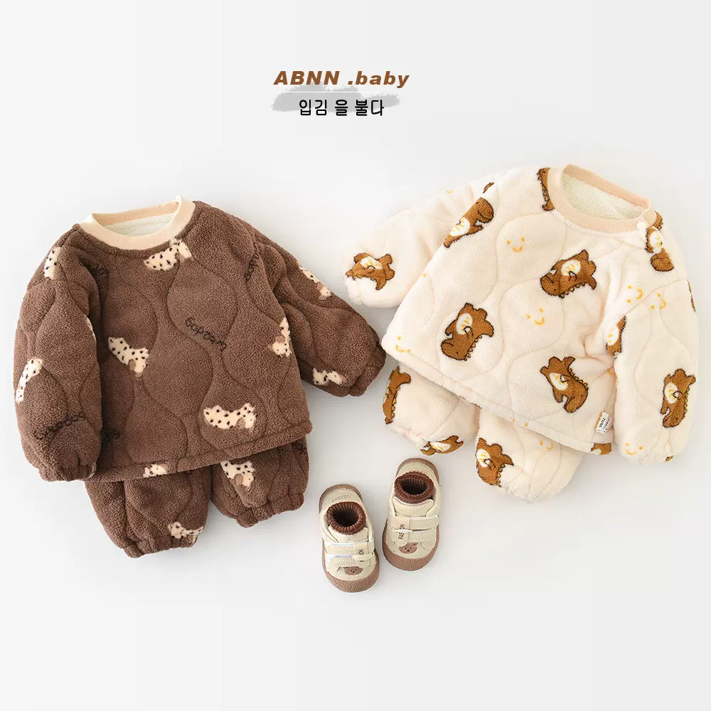 男女宝宝绗棉家居服冬季婴儿加厚分体两件套装棉衣棉裤冬装55909