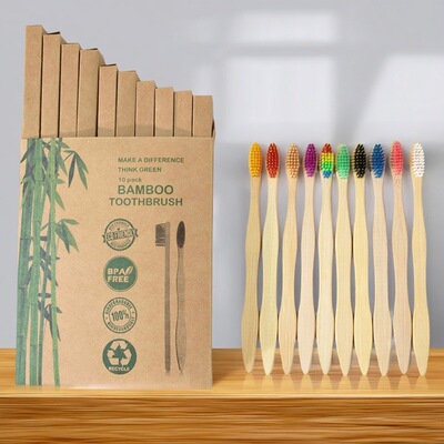 成人葫芦形竹牙刷套装4只装5只装8只装10只装竹清洁多色牙刷套装