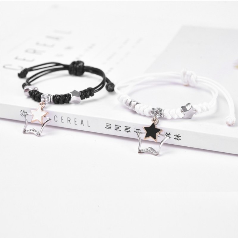 2021新款情侶手鏈壹對男女學生禮物五角星編織手鏈飾品批發