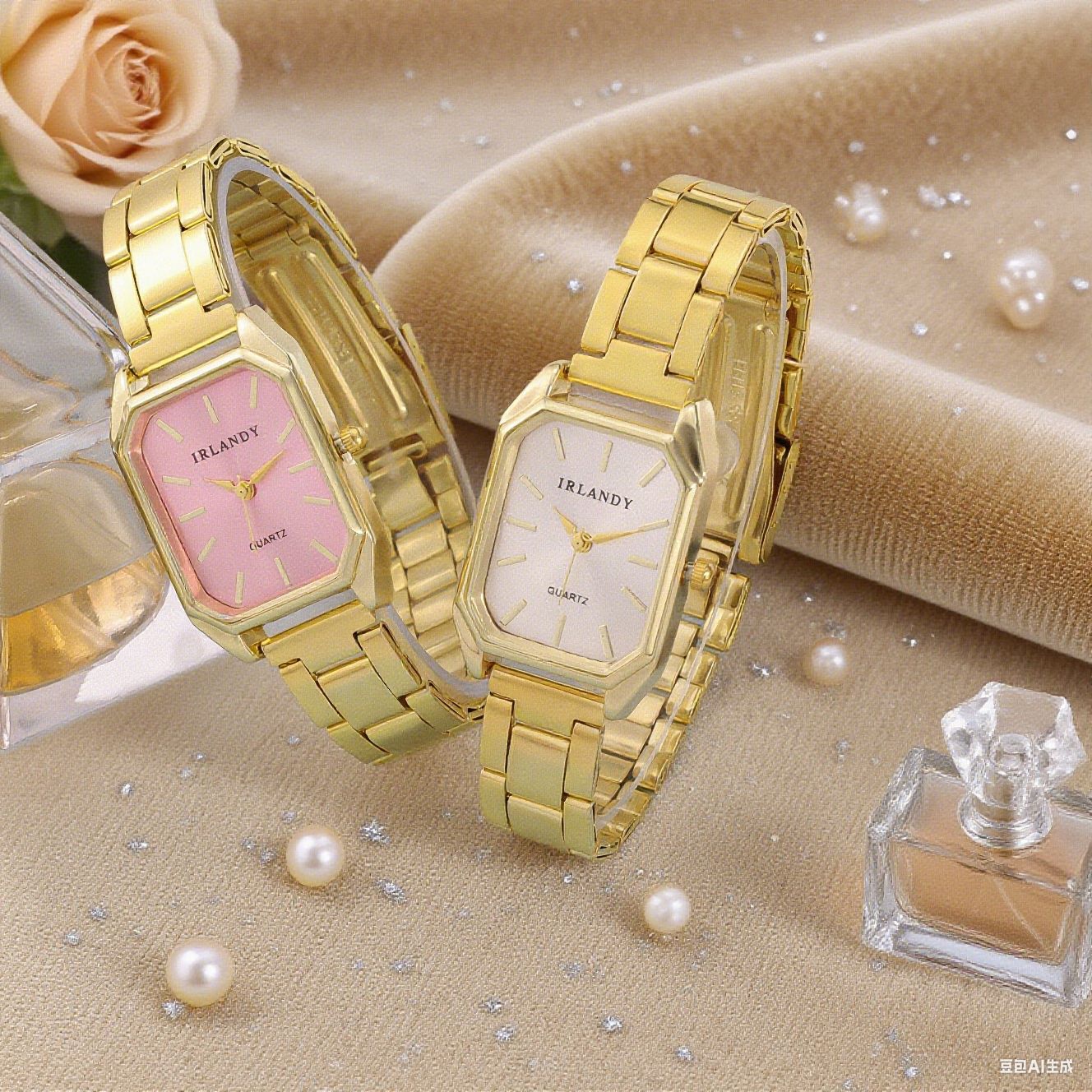 Women's Quartz Watch Square Scale Women's Watch Fashion Business Casual Watch Gold Cheap Steel Band Watch