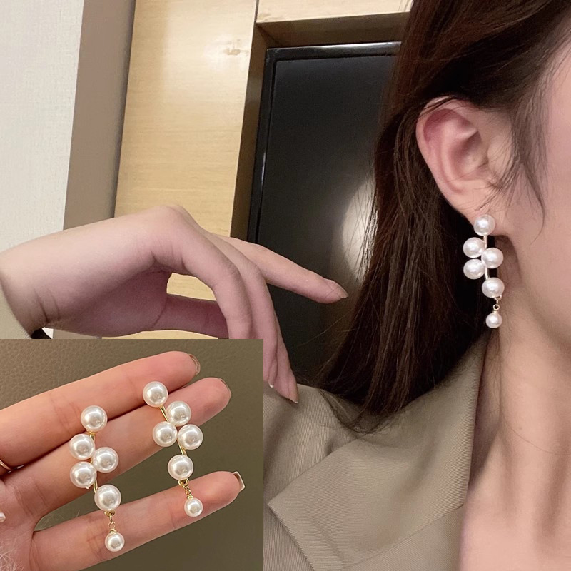 S925銀針韓国版耳飾りシンプルな大衆気質個性的な新型ピアス女性高級感真珠イヤリング卸売り