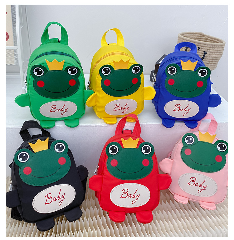 Kindergarten schoolbag for children, boys and girls, 1-3-5 years old, anti-wandering rope, cute frog, double-shoulder baby small backpack undefined