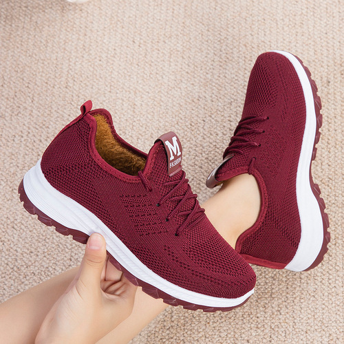 Fleece-lined shoes for women—winter cotton shoes for middle-aged and elderly women, thickened and warm, versatile sports and casual shoes—comfortable and versatile for moms.