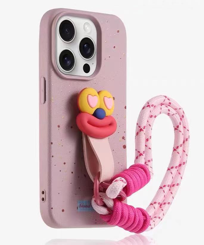 Cuerda de hebilla de anillo de boca de salchicha divertida para iPhone 16promax funda para teléfono móvil 14 Apple 15 femenino 13 suave 16