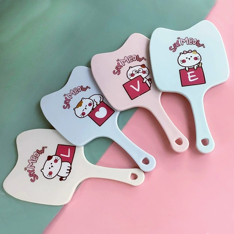 Cartoon handheld mirror for students, handle with animals