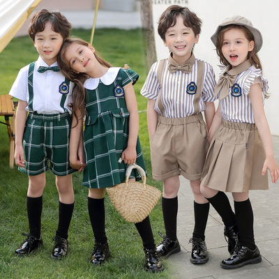 Kindergarten girls boys england style school uniforms for kids children graduation class photos shooting chorus costumes  for baby 