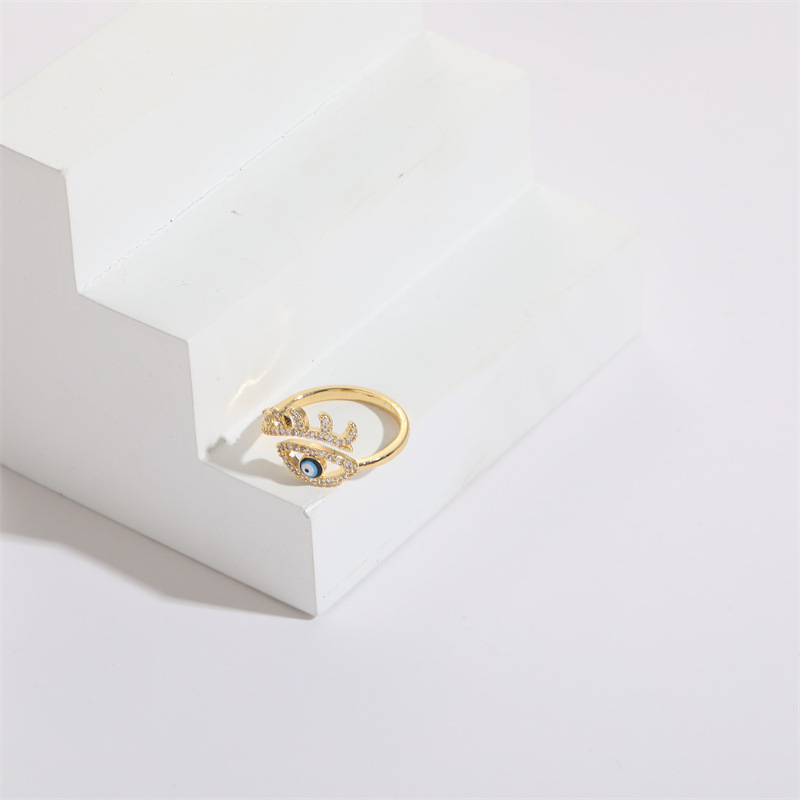 INS Style Devilu0027S Eye Heart Shape Copper Plating Inlay Zircon Rings 1 Piece