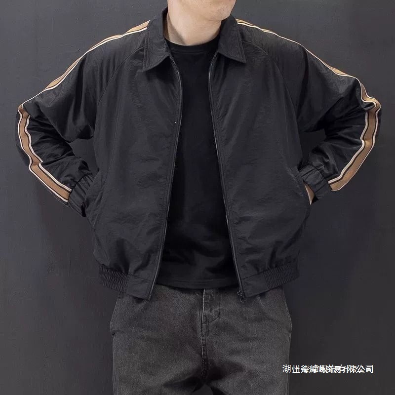 春秋季薄款外套男潮日系复古黑色棒球服立领风衣休闲夹克潮流帅气