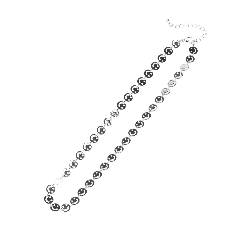 simple fashion copper smiley face chain bracelet necklace wholesale nihaojewelry