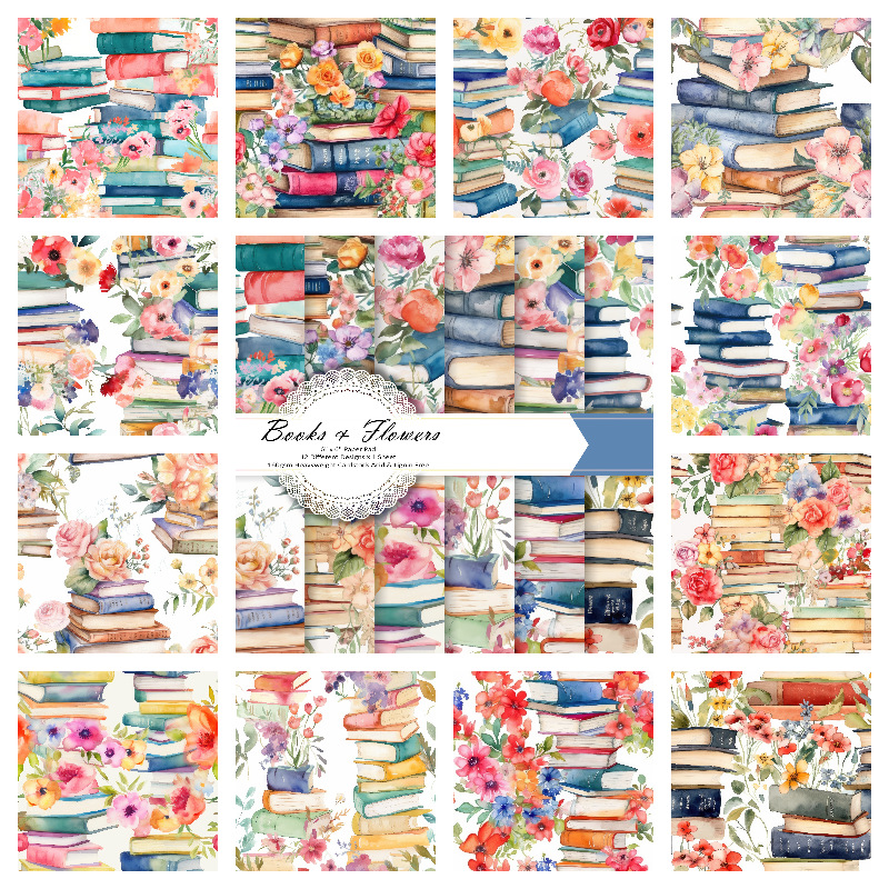 12 hojas colección de portapapeles transfronterizos portapapeles material de libro de papel papel de fondo papel de patrón DIY álbum de fotos papelería image 68