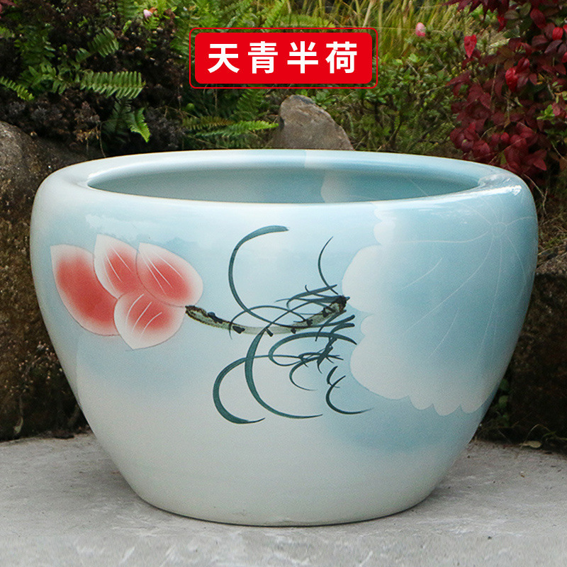 古法生态土陶瓷养金鱼缸荷花睡莲池老旧式阳台室户外庭院大号水缸|undefined