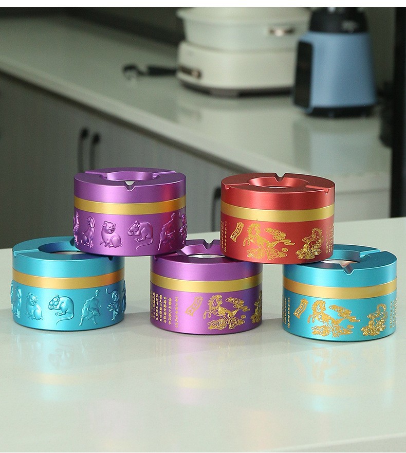 High-End Embossed Ashtray for Home Use, Tea Table, Commercial Gift, Premium Feel Ashtray