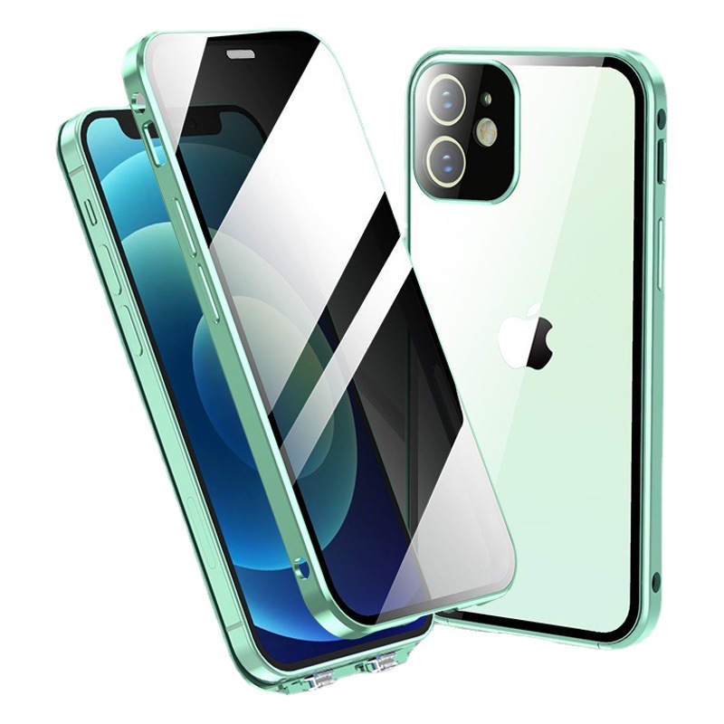 Funda Protectora para Teléfono con Hebilla de Doble Cara Anti-Espía para Apple 13/14, Funda Protectora de Vidrio con Cobertura Total para iPhone 13 Pro Max