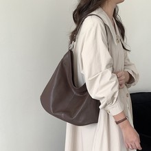 极简风单肩托特包2025新款休闲通勤羊皮植鞣皮女包斜挎包真皮大包