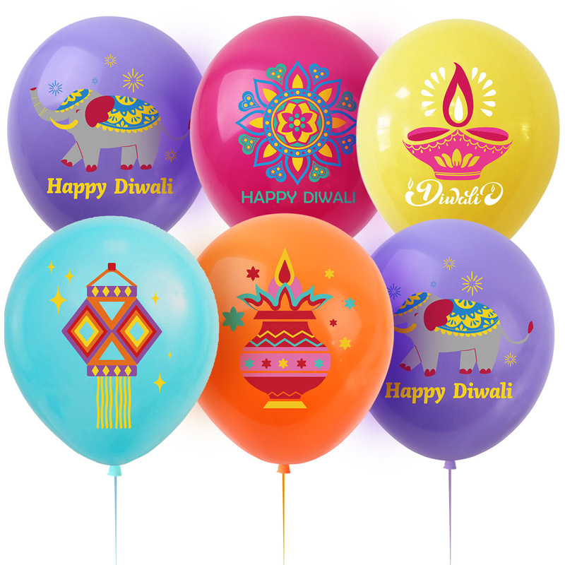 排灯节主题派对气球 Diwali派对气球原创现货 12英寸乳胶气球批发|undefined