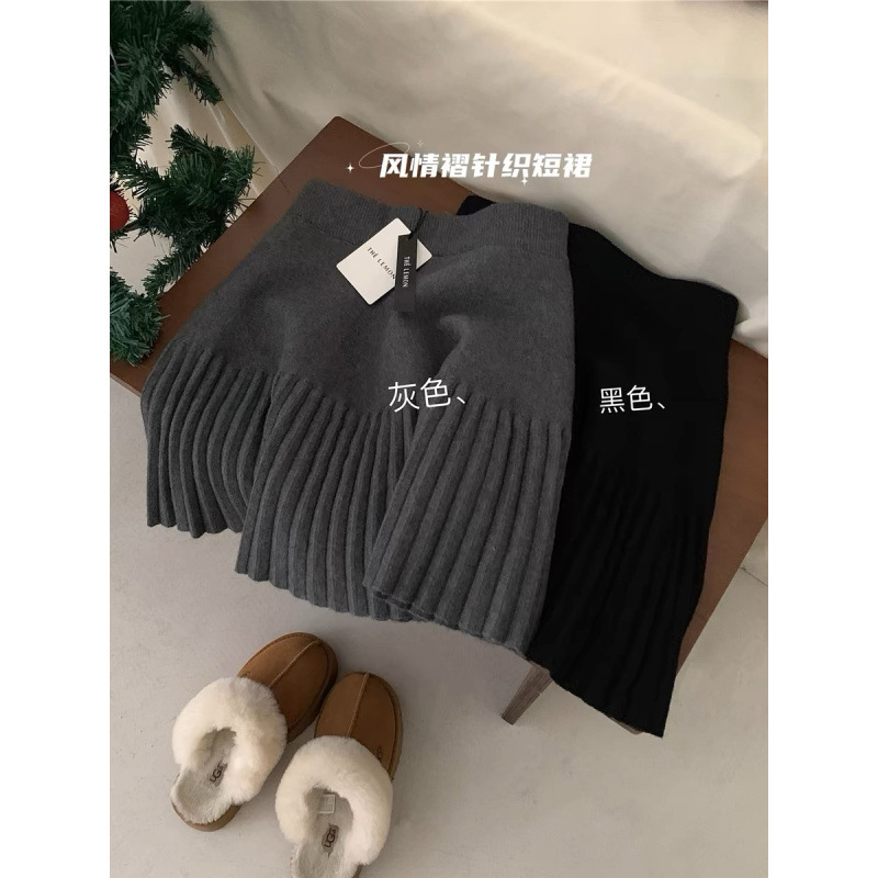 强烈推荐高腰显瘦百褶短裙女秋冬气质松紧腰百搭包臀A字半身裙