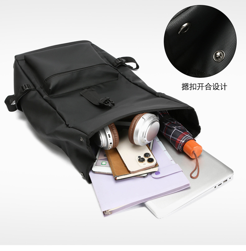 Cross-border simple and large-capacity backpack for men, high-end and stylish college student schoolbag, fashionable and casual business travel backpack undefined