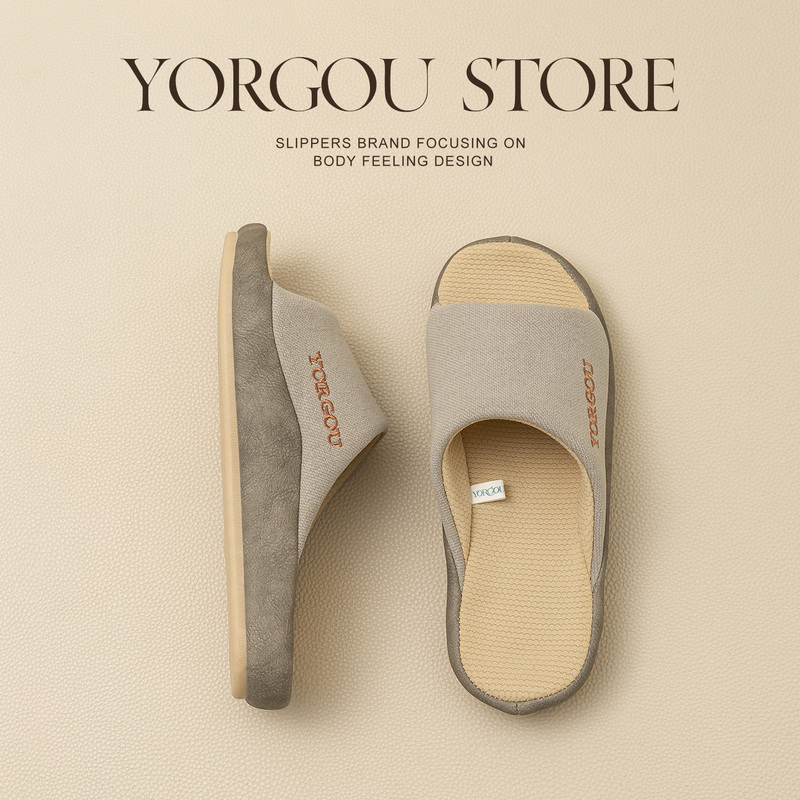 Linen Slippers for Indoor Home Use, Suitable for All Seasons, Non-Slip and Silent for Elderly, Spring and Autumn Cotton-Linen Fabric Slippers, Durable
