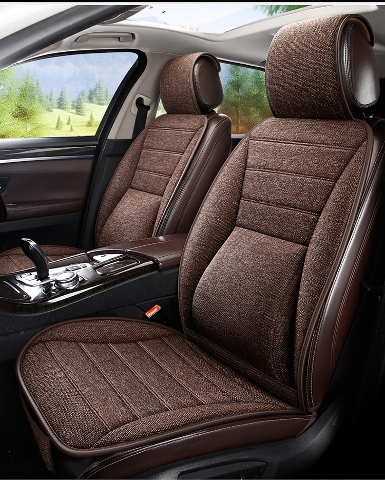 New Linen Large Lumbar Support Cushion, Breathable Fabric for All Seasons, Slim Waist Design, Five-Seater Car Seat Cover, Non-Slip Linen Seat Cushion